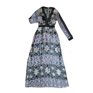 NEW -  For The Love Of Lemons XS Juliet Maxi Dress Silk Blend Jade Bodysuit